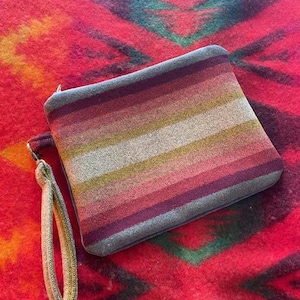 Handmade Wristlet with Pendleton Wool Jacquard Fabric