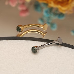 Piercing para el ombligo de titanio, dorado y plateado, con forma de alga acuática, de 14 g