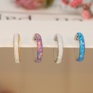 Wide Opal Nose Hoop Beautiful Opal Nose Ring Earrings Rook Conch Piercing Septum Piercing Ring 16G