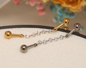 Zirkonia ketting industriële staaf industriële piercing sieraden 14G industriële barbell chirurgisch staal met zirkonia piercingsieraden 38 mm