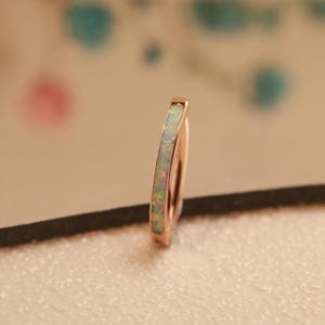 Multi Colored Glitter Barbell Opulent Solid Opal Floating Belly Ring Belly Button Rings  14G Belly Jewelry Hinged Jewelry Navel Piercings