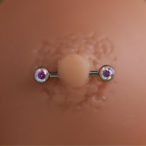 Round Exquisite Shiny ABCZ 14G Titanium Nipple Rings Barbell Bridge Piercing Internally Threaded Nipple Bar Sexy Body Jewelry Minimalist