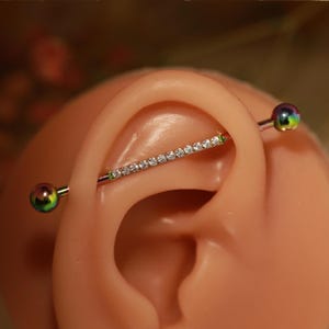Shiny CZ Exquisite Industrial Barbell Beautiful Industrial Piercing Jewelry Cartilage Earring 14G Dazzling Body Jewelry Tragus Piercing