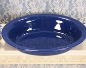 Vintage Homer Laughlin Fiesta Riveria Style Cobalt Blue Oval Vegetable Serving Bowl, 1940s to 1950s California Pottery Dinnerware, Kitchen