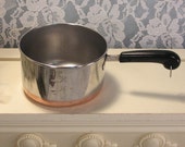 Vintage Revere Ware 1801 Copper Clad Cookware Butter Warmer Saucepan, One Cup, Stainless Steel Cookware USA, Mid Century Kitchen Cookware