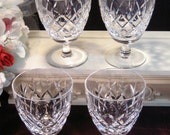 Vintage Waterford Style Crystal Lismore Footed Goblet Sherbet Set, 1960s Mid Century Fine Crystal, Vintage Barware Stemware, Fine Dining
