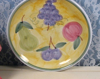 Keramos Italian Salad Plate Set of 4 Vintage Handmade in Italy Lunch Plates Yellow Trim Hostess Gift Housewarming Gift Wedding Gift