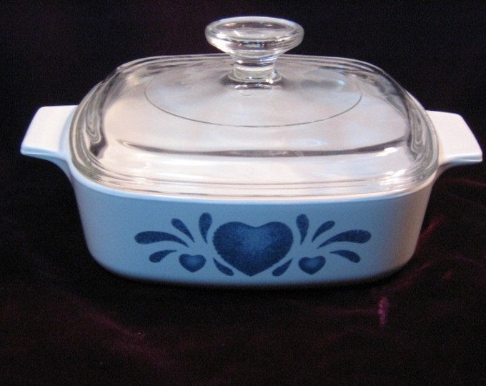 Vintage Corning Ware Blue Hearts 1 Liter Casserole Pyroceram Etsy