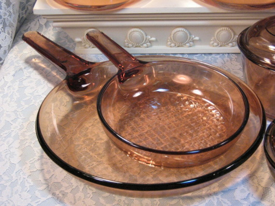 Vintage Corning Visions Visionware Glass Cookware Saucepans Etsy