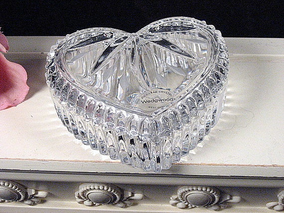 crystal heart shaped trinket box