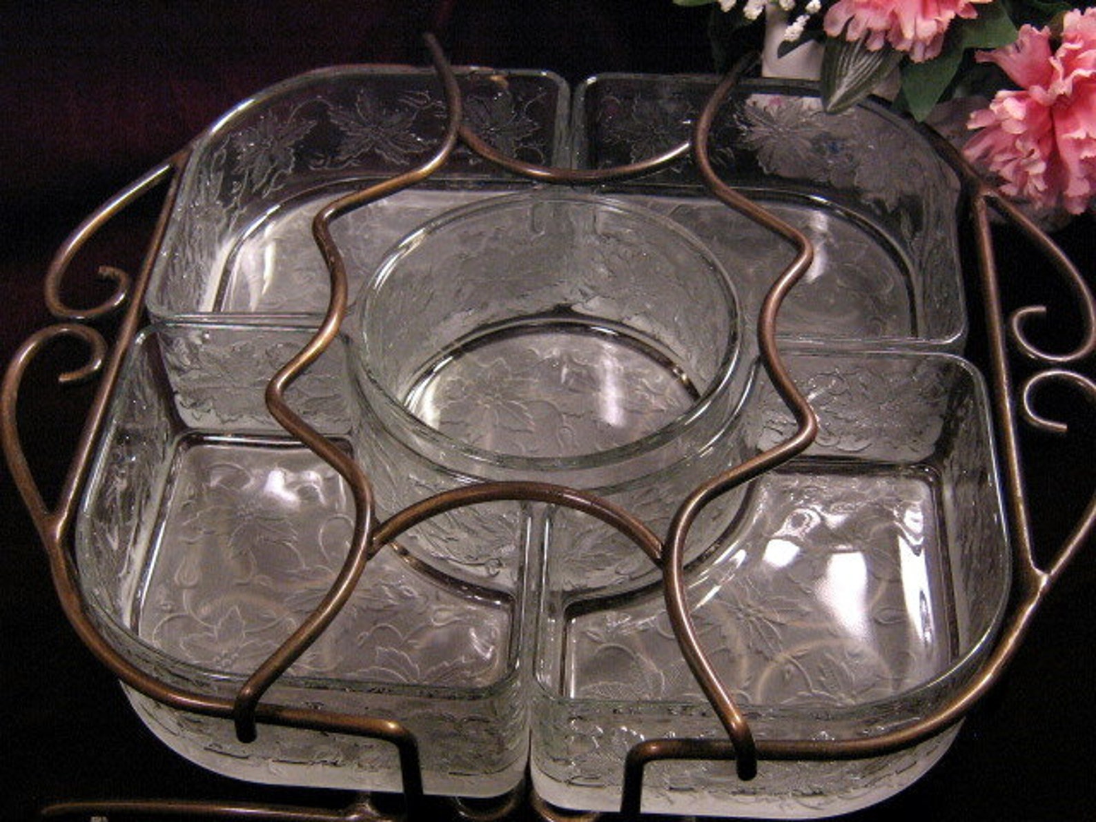 Vintage Princess House Crystal Fantasia Chip Dip with Metal Etsy