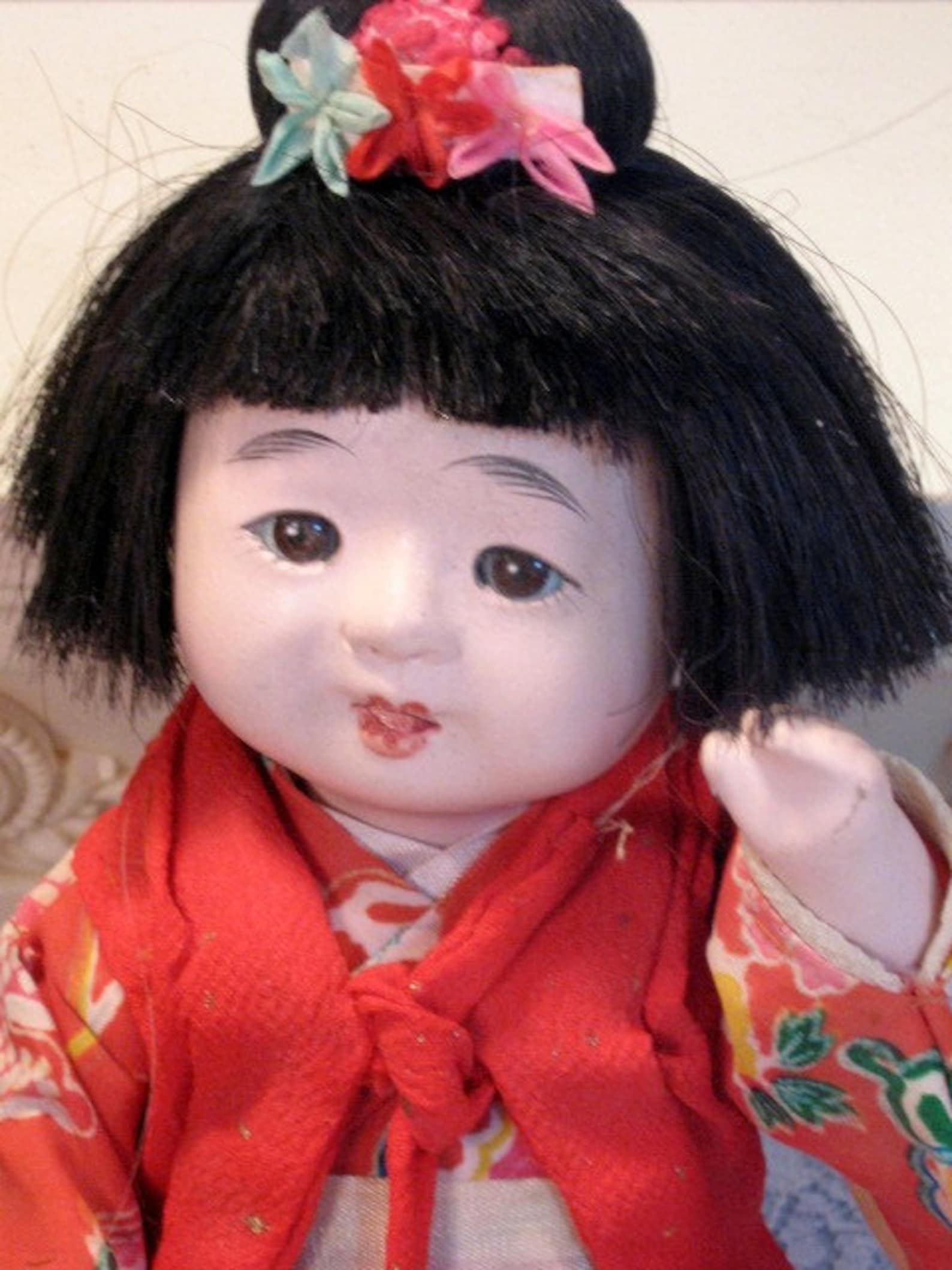 Vintage 1940s Ichimatsu Gofun Japanese Baby Doll Silk Kimono Etsy