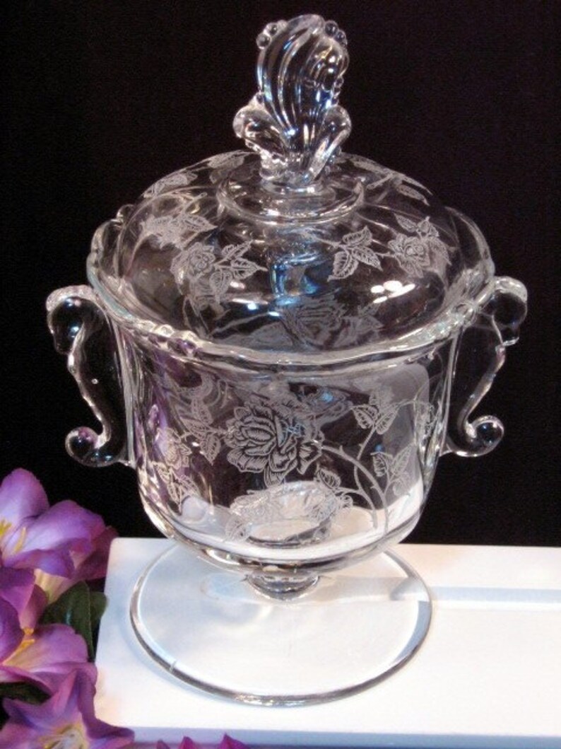 Vintage Heisey Glass Rose Crystal Seahorse Candy Dish 1940s Etsy