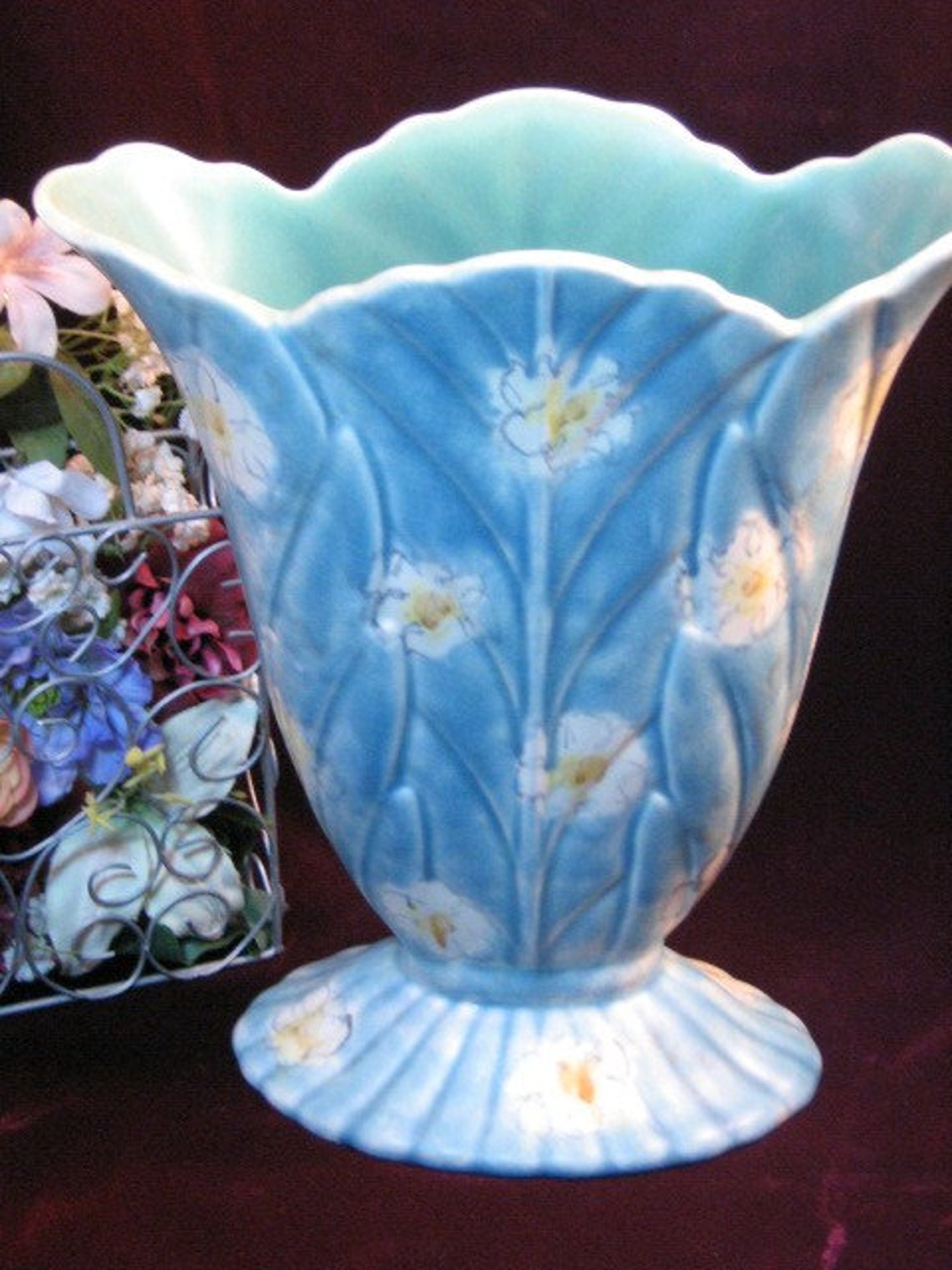 Vintage Beswick Pottery Floral Fan Shaped Vase 8441 1930s Etsy