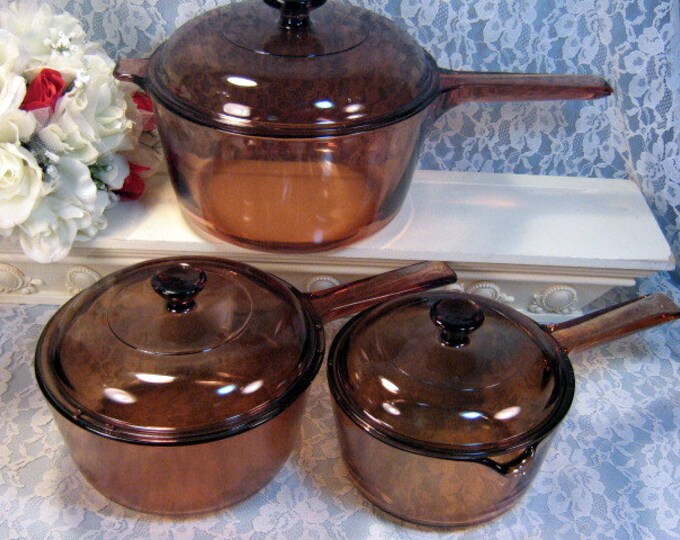 Vintage Corning Corningware Visions Pyrex Brown Glass Cookware Etsy