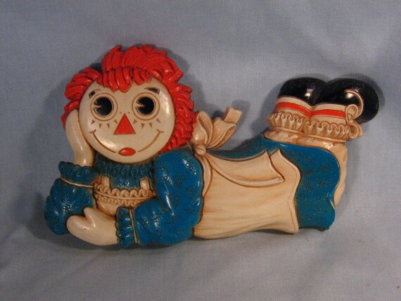Vintage Set Of Raggedy Ann And Andy Wall Plaques 1977 Bobbs Etsy