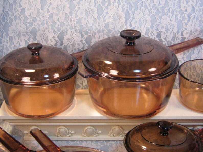 Vintage Corning Visions Visionware Glass Cookware Saucepans Etsy
