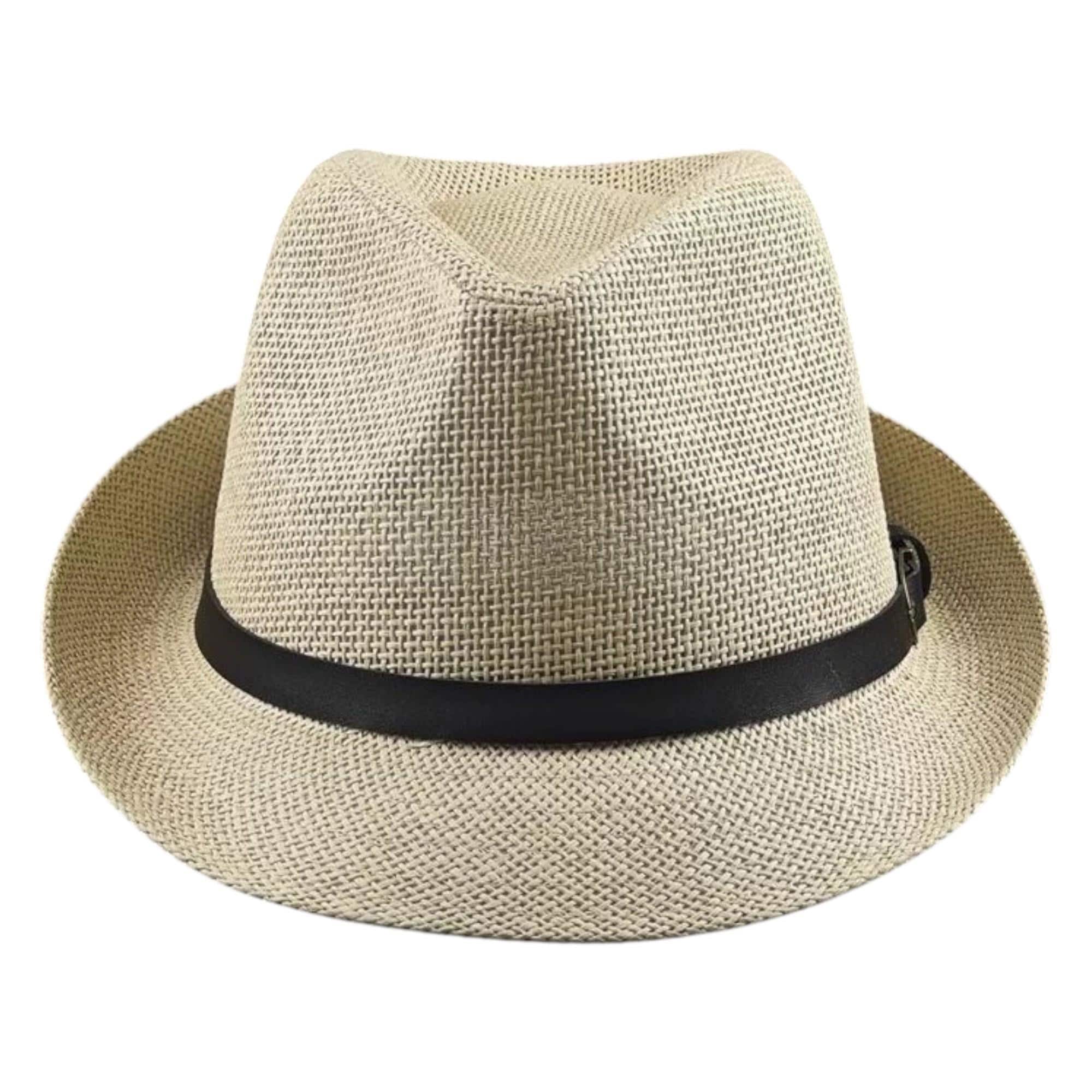 Men’s Handmade Woven Straw Fedora Hat Summer Panama Style Sun Hat With ...