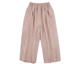 Linen Capri Pants: Elastic Waist, Wide Leg, Summer Comfort