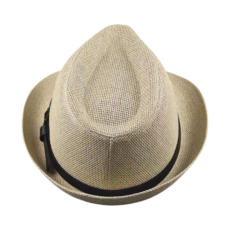 Men’s Handmade Woven Straw Fedora Hat Summer Panama Style Sun Hat With ...