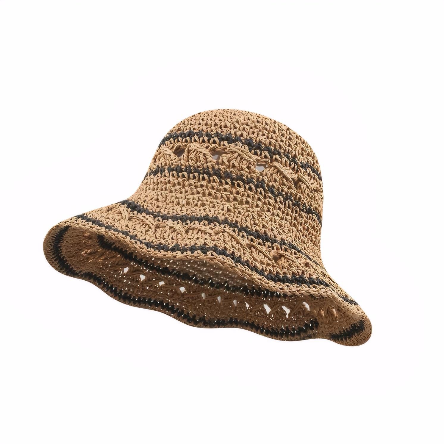 Woven Straw Bucket Hat: Floral or Striped Beach Sun Hat - Etsy