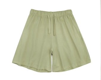 Women's Cotton Casual Drawstring Shorts with Elastic Waistband Pockets Summer Loose Fit Lounge