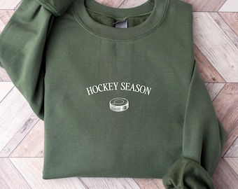Hockey Season Sweatshirt, Hockey Sweatshirt Women, Gift for Hockey Lover, Hockey Day Shirt, Hockey Mom Sweatshirt, Ice Hockey Player Sweater