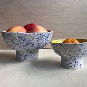 Blue Speckled Pedestal Bowl **PREORDER ONLY