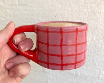 Handmade Ceramic Plaid Mug