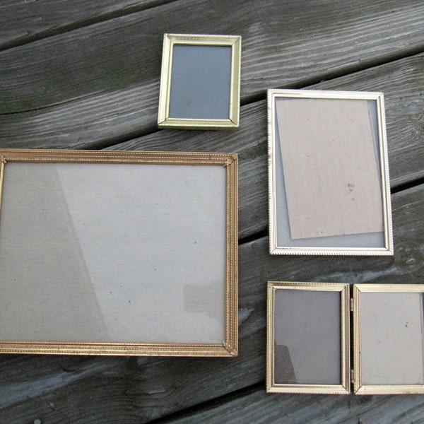 Set of Brass Picture Frames - Gold Tone Ornate - 1980s