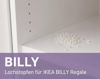 Lochstopfen für IKEA BILLY – 3,4 mm Abdeckkappen für Regal-Bohrlöcher | Weiß, Schwarz-Eiche, Nussbaum, Eiche hell