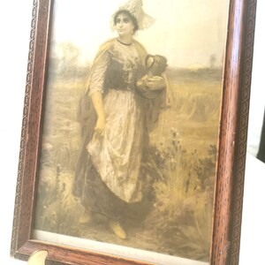 Stampa incorniciata vintage – “Evangeline – 1750” di J.L.G. Ferris con supporto vintage incluso