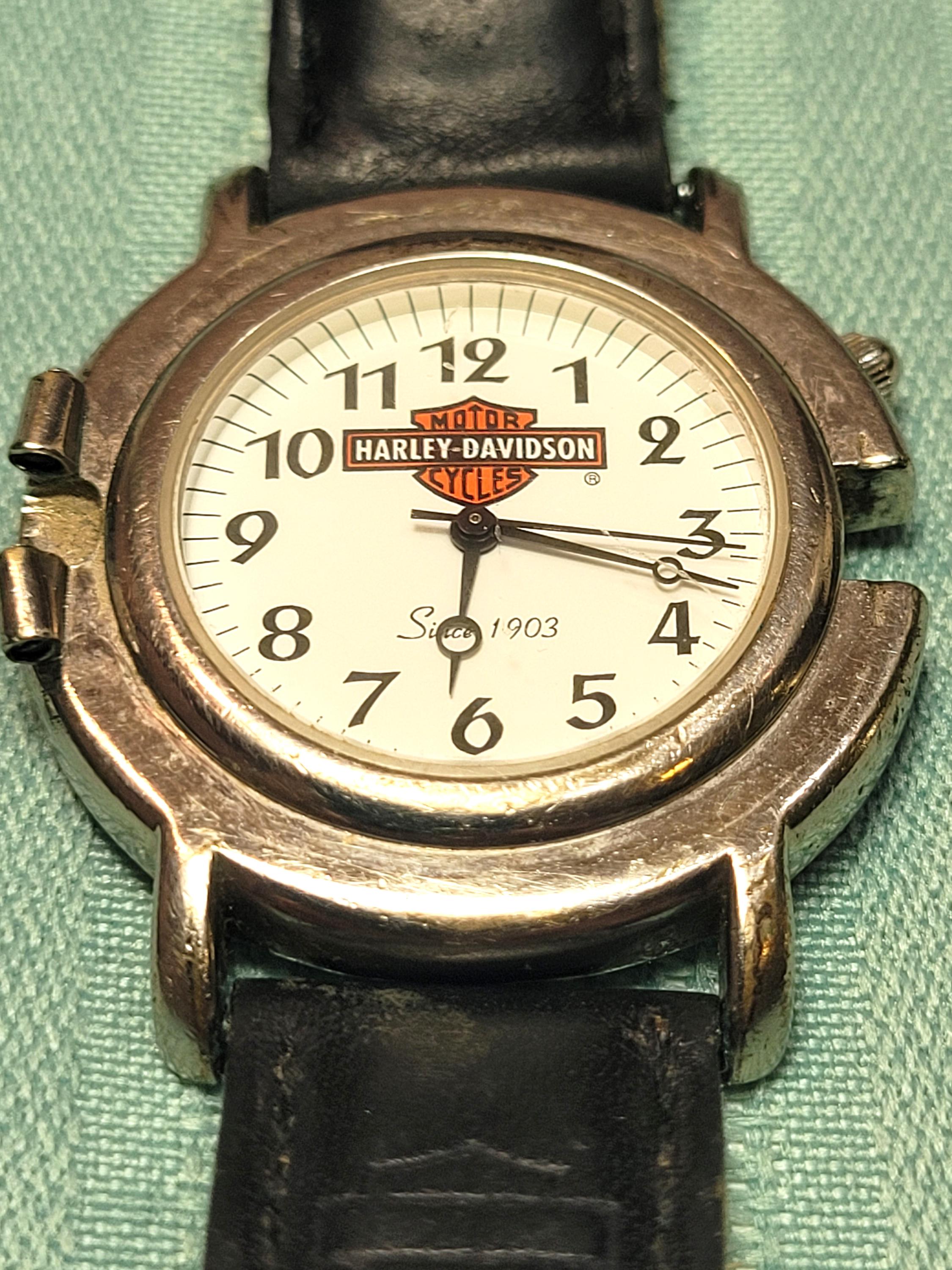 Harley-Davidson Women\'s Bulova Pink Lace Face Watch 76L163 Black Leather Band Bulova Harley-Davidson Wristwatches for Women for sale | eBay main image 2