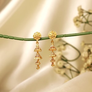 Handmade Gold-Plated Jhumka Earrings: Bollywood Indian Jewelry