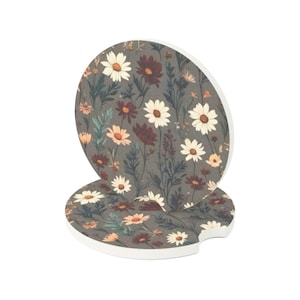 Floral Soapstone Car Coaster | Cute Car Decor, Daisy Coasters, Floral Gift, Car Accessories, Home and Garden Decor