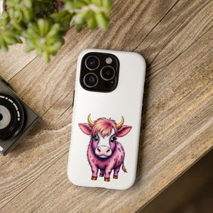 Cute Cow Phone Case, Tough Cases for Animal Lovers, Pink Cow Design, Unique Gift, Fun Accessories, Novelty Phone Cover