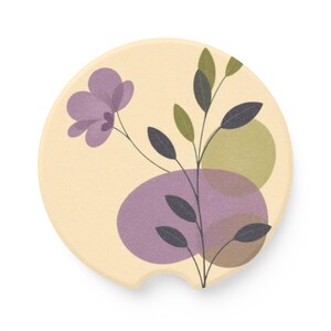Boho Floral Soapstone Car Coaster Eco-Friendly Drink Coaster, Car Accessories, Unique Gifts, Home Decor, Car Organization