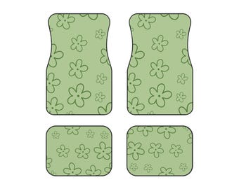Automatten Set Blumenmuster | Umweltfreundliche, stilvolle Fußmatten für das Auto, Frühlingsdekor, Blumenmustermatten, Geschenk für Autoliebhaber