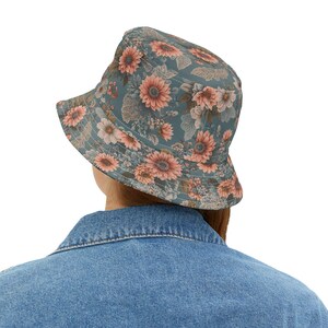 Chapéu de balde floral, chapéu de sol de verão, chapéu boho, chapéu de praia, presente para ela, acessório de festival
