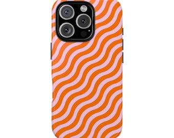 Handyhülle mit Wellenmuster in Orange und Pink | Stilvolle Schutzhülle