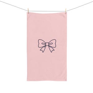 Chic Bow Hand Towel, Elegant Kitchen Towel for Home, Gift for Hostess, Stylish Bathroom Towel, Bow Design Accessory, Pink Decor