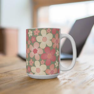 Floral Patterned Coffee Mug, Charming Flower Mug, Gift for Her, Cute Kitchen Decor, Spring and Summer Vibes, Perfect for Tea