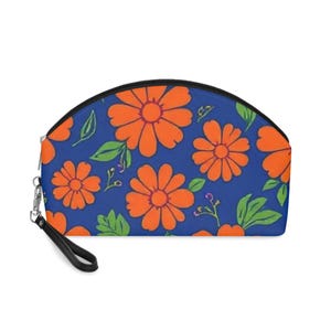 Neceser de maquillaje con estampado floral brillante, neceser, organizador de viaje, regalo para ella, estilo veraniego, con estampado floral, almacenamiento elegante.