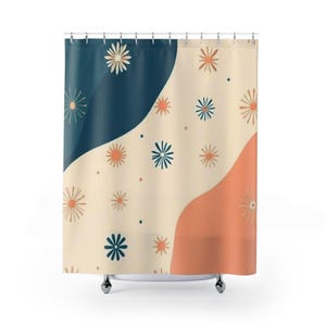 Boho Floral Shower Curtain, Home Decor, Bathroom Accessories, Modern Design, Gift for Her, Bohemian Style