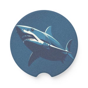 Shark Soapstone Car Coaster, Nautical Home Decor, Unique Gift for Car Lovers, Beach House Accessory, Ocean Theme Decor