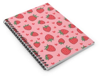 Cute Strawberry Spiral Notebook - Perfect for Stationery Lovers, Gift Idea for Students, Journaling, Scrapbooking, Back to School, Office