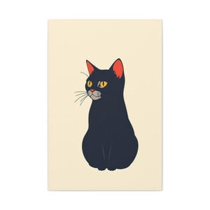 Charming Cat Canvas Art, Black Cat Wall Decor, Cat Lover Gift, Feline Home Accent, Pet Memorial Decoration
