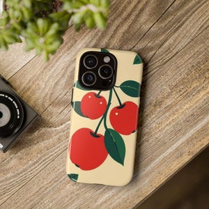 Vintage Fruit Phone Case - Tough Cases with Cherry Design, Trendy Apple Phone Holder, Cute Fruit Accessory, Gift for Fruit Lovers, [...]
