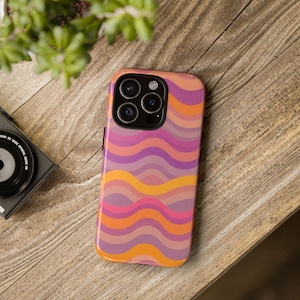 Colorful Wave Phone Case, Vibrant Phone Cover, Funky Tech Accessory, Artistic Gift for Her, Unique Cell Phone Case