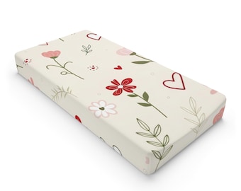 Whimsical Floral Baby Changing Pad Cover, Nursery Decor, Baby Shower Gift, Infant Essential, Soft Cotton Bedding